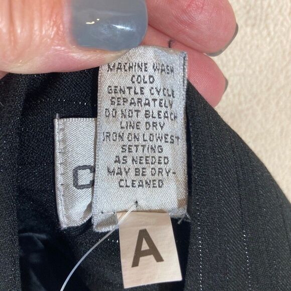 Chico’s‎ Pants Sz 2.5 L/14 Black Wide Leg Stripe Elegance Career Professional - Picture 12 of 13